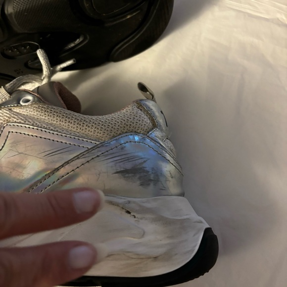 MSGM Sneakers Scarpa Donna Attack silver Pink iridescent SZ 7.5 Worn 2X - Picture 11 of 16